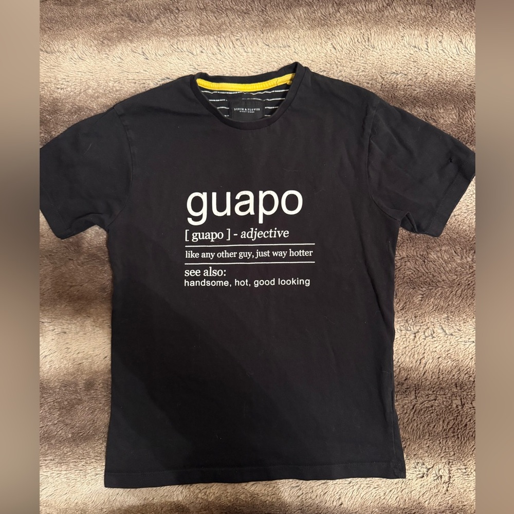 Black Graphic Boys Black T-Shirt with 'Guapo' Print